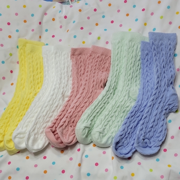 Accessories - Colorful Cable Knit Socks Set Of 5